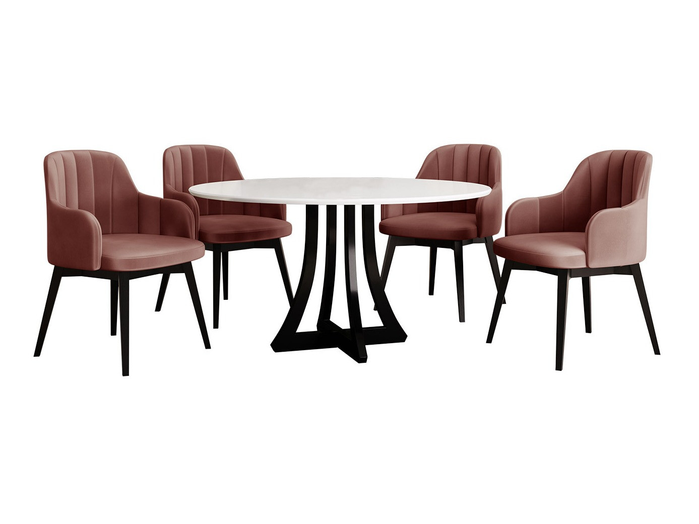 Blagovaonski set Racine 137 (Sjajno bijela + Sjajno crna)