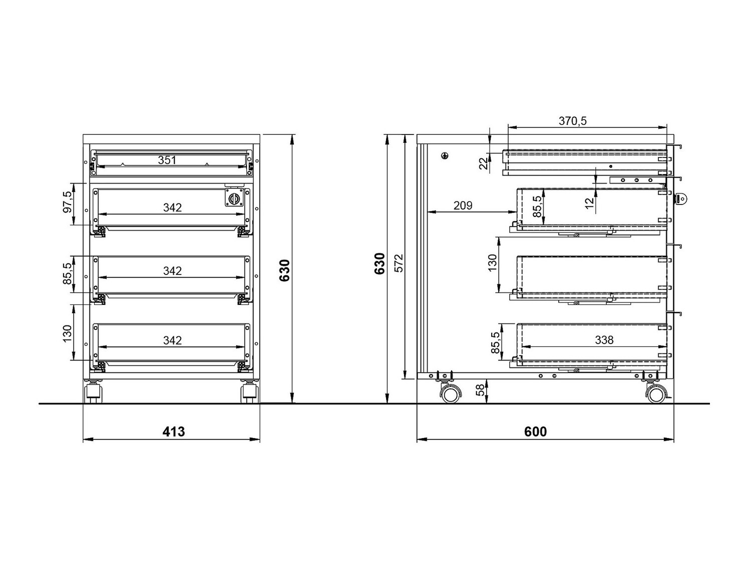 Ladičar Feltoru 106 (Grafit)