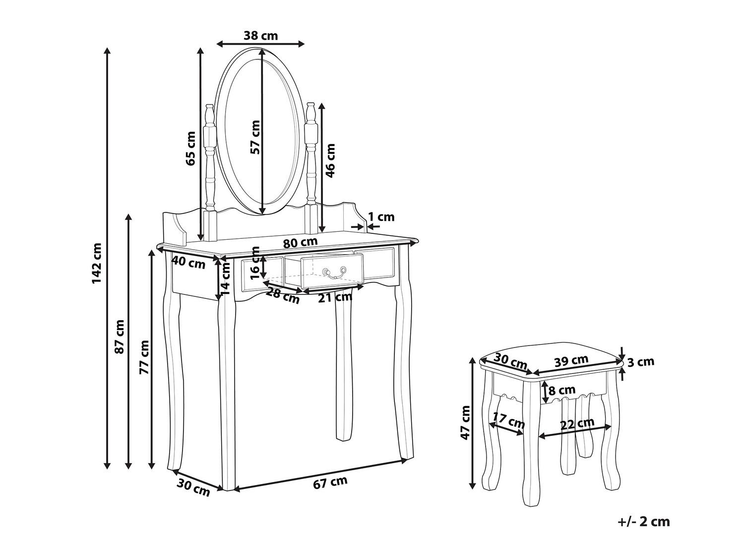 Toaletni stolić Berwyn 825