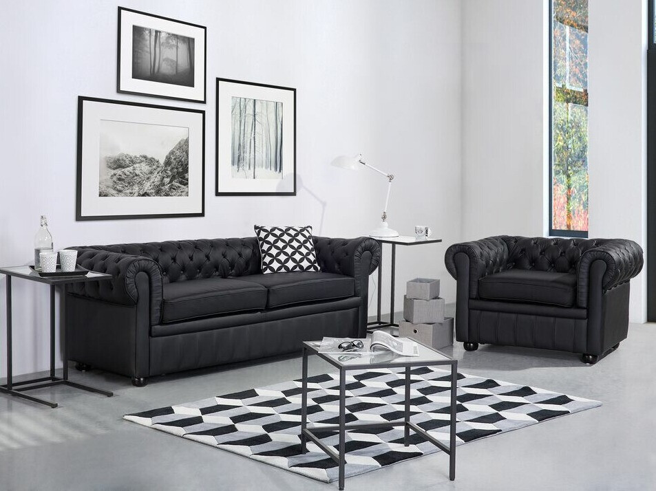 Chesterfield kauč Berwyn 832 (Crna)