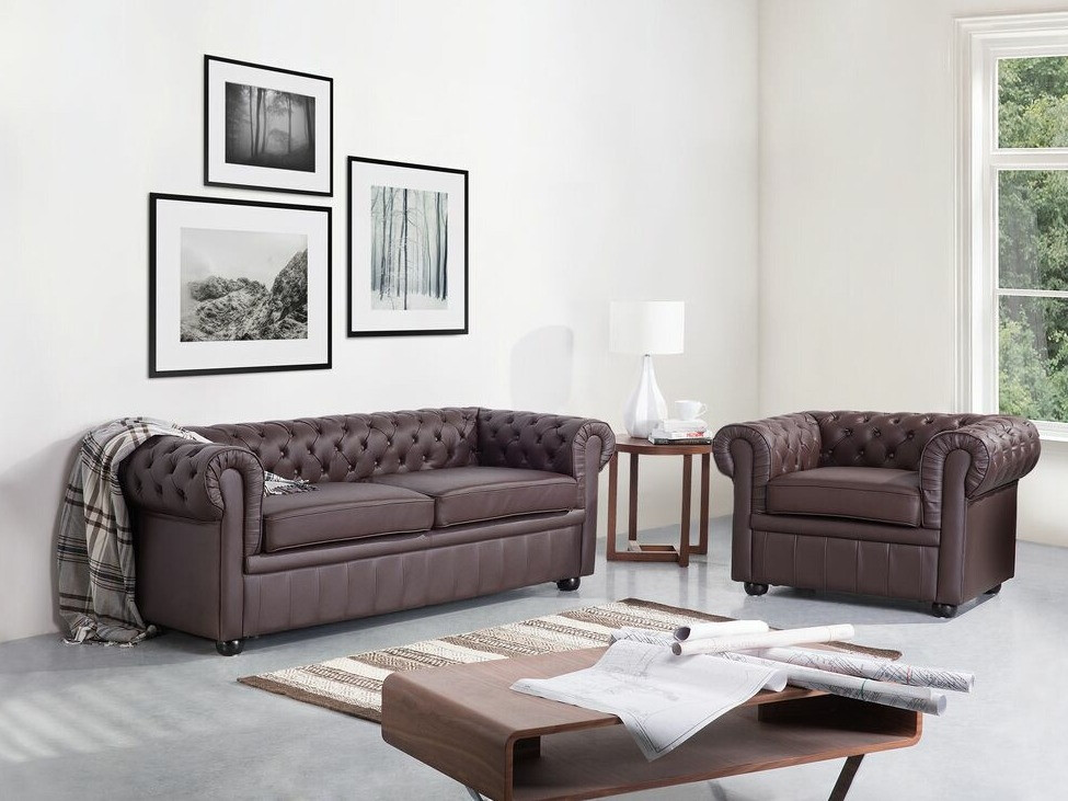 Chesterfield kauč Berwyn 832 (Tamno smeđa)
