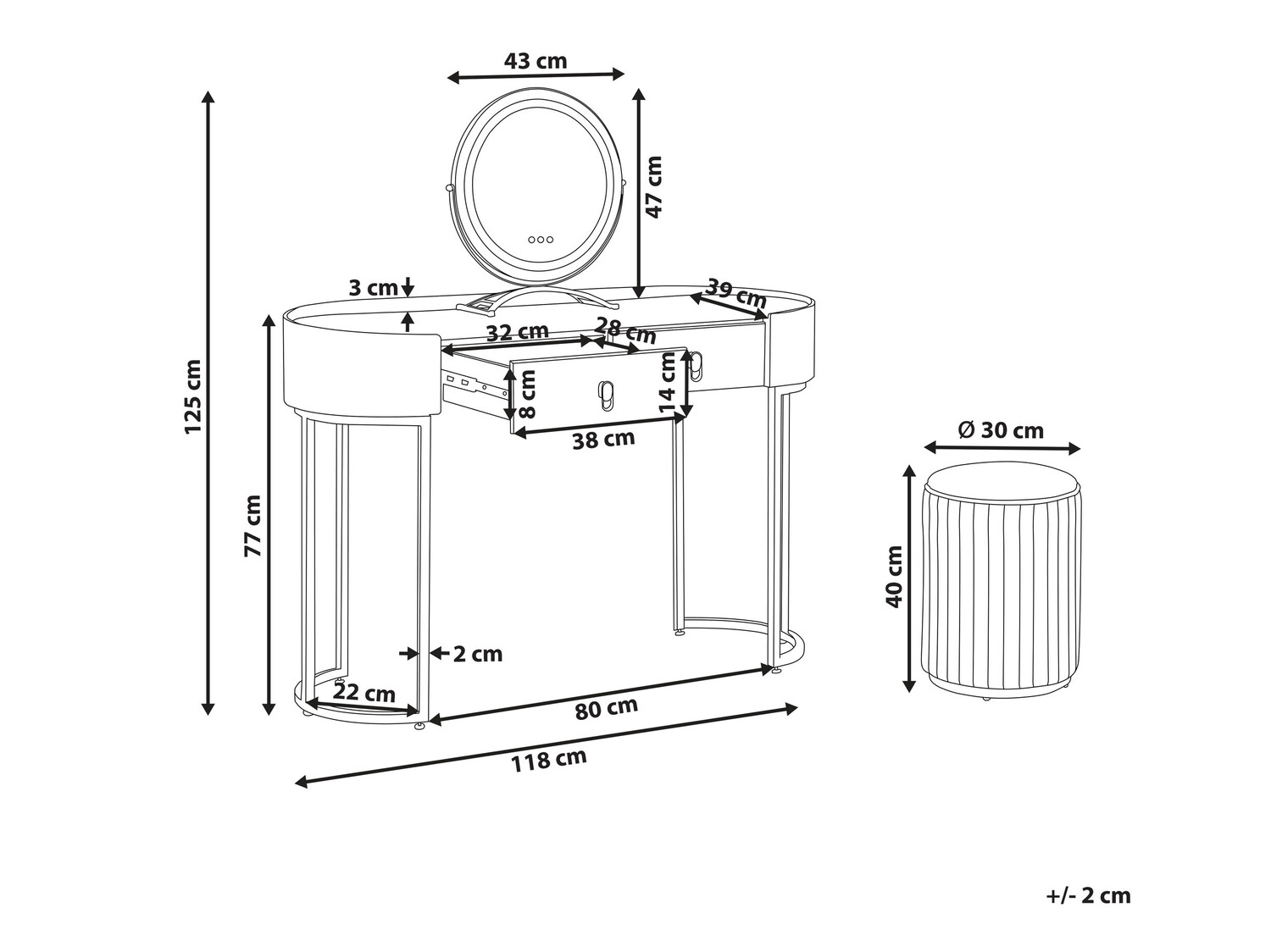 Toaletni stolić Berwyn 837