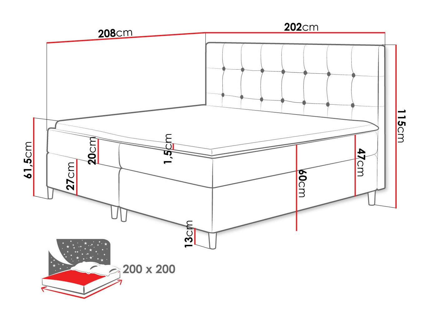 Boxspring krevet Caseus (Magic Velvet 2215)