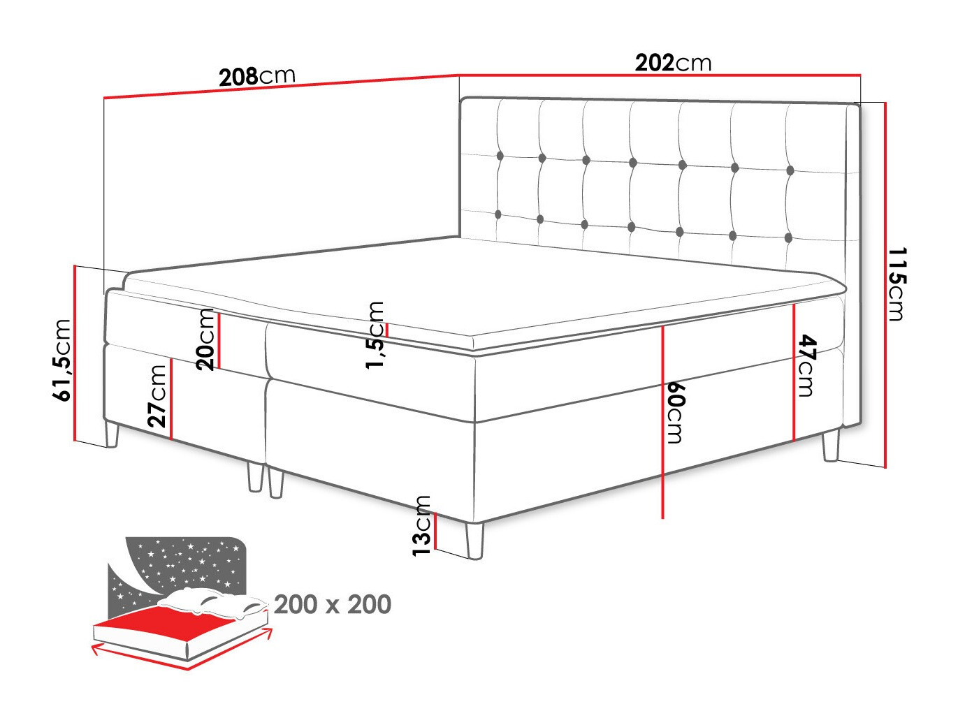 Boxspring krevet Caseus (Magic Velvet 2217)