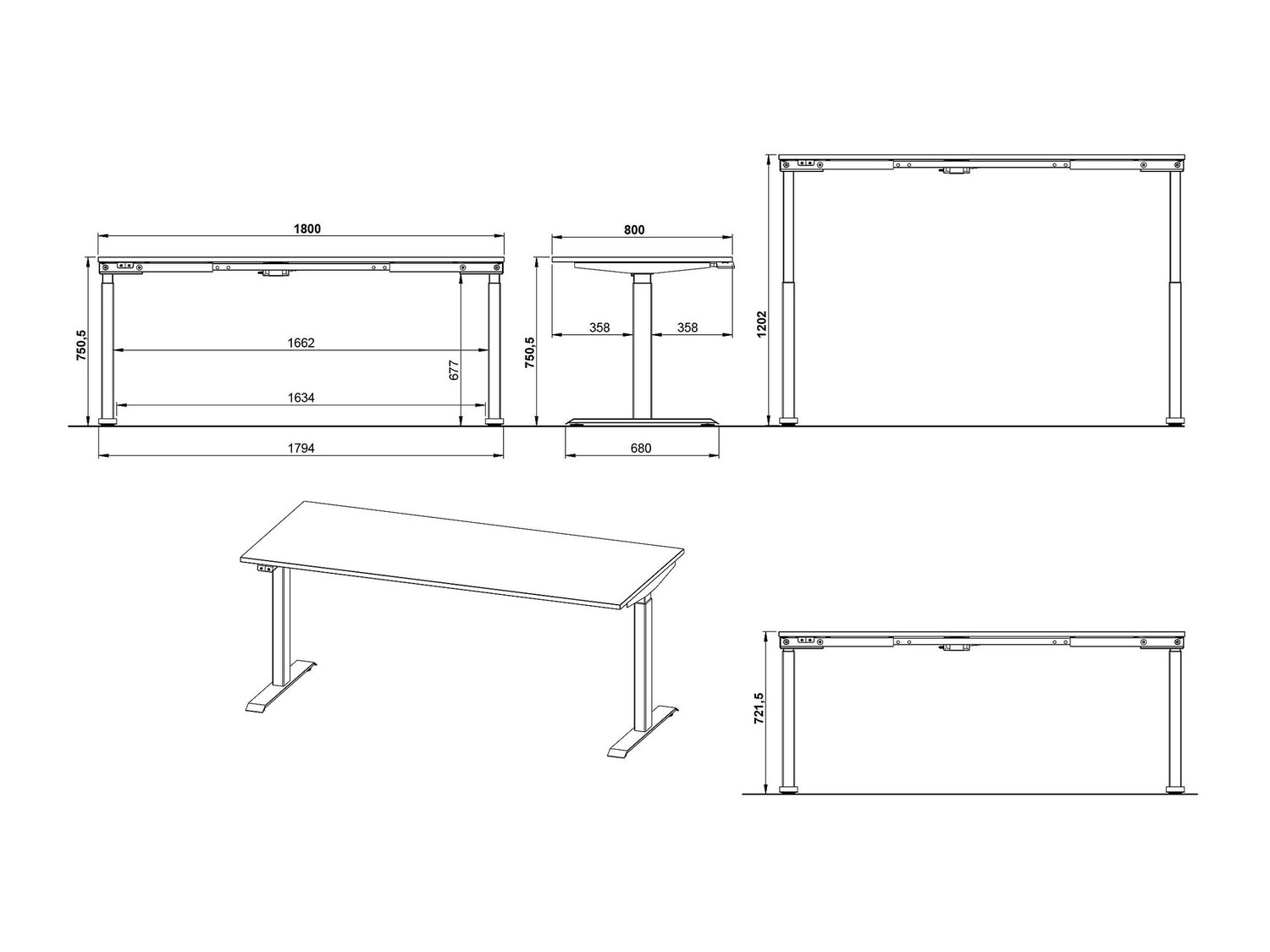 Radni stol podesiv po visini Feltoru 114 (Bijela)