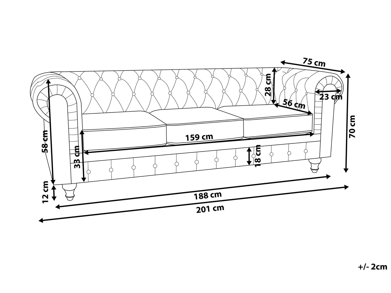 Chesterfield kauč Cirdoro 101 (Zelena)