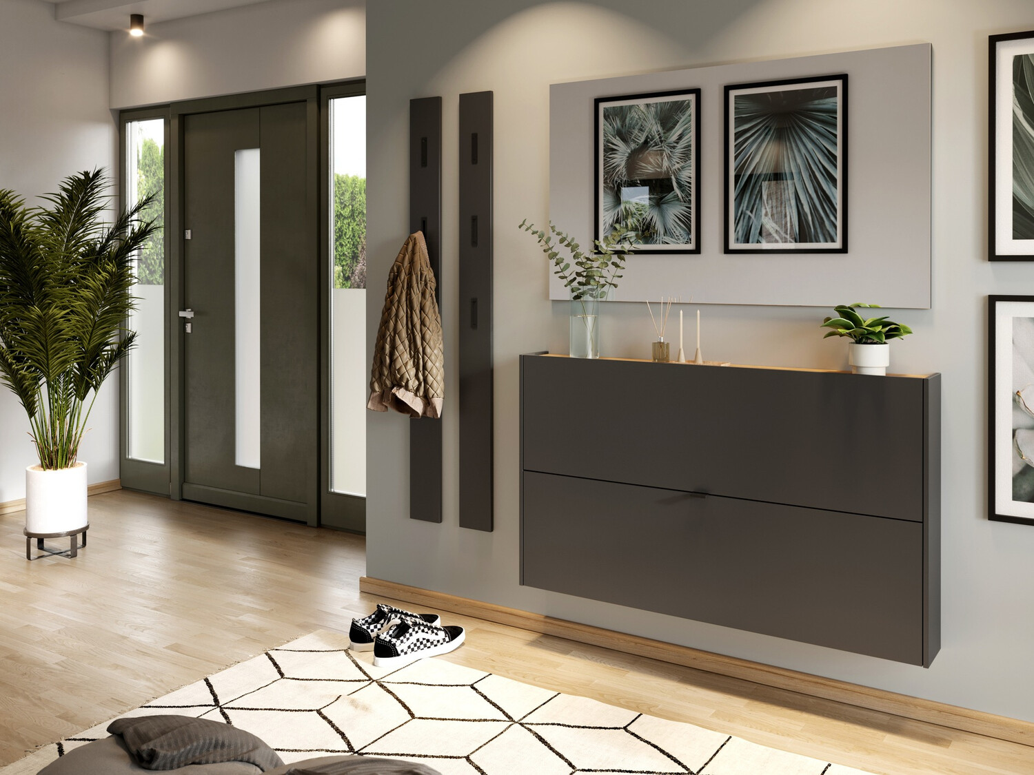 Ormarić za cipele Cirsale 108 (Grafit + Navarra hrast)