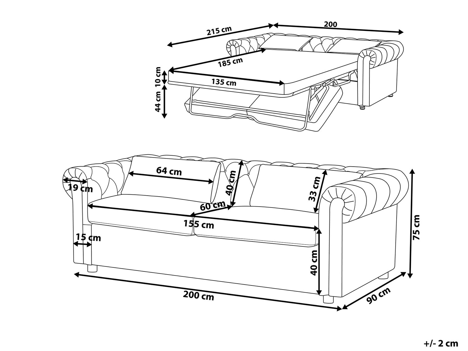 Chesterfield kauč Cirdoro 103 (Zelena)