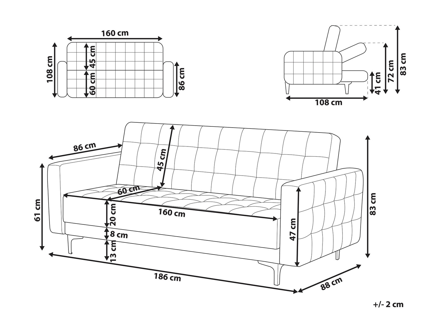 Kauč na razvlačenje Felvena 100 (Svijetlo smeđa)