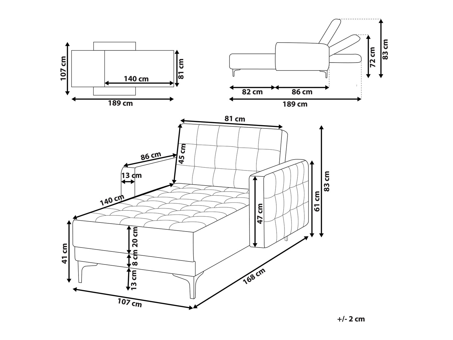 Ležaj Felvena 102 (Crna)