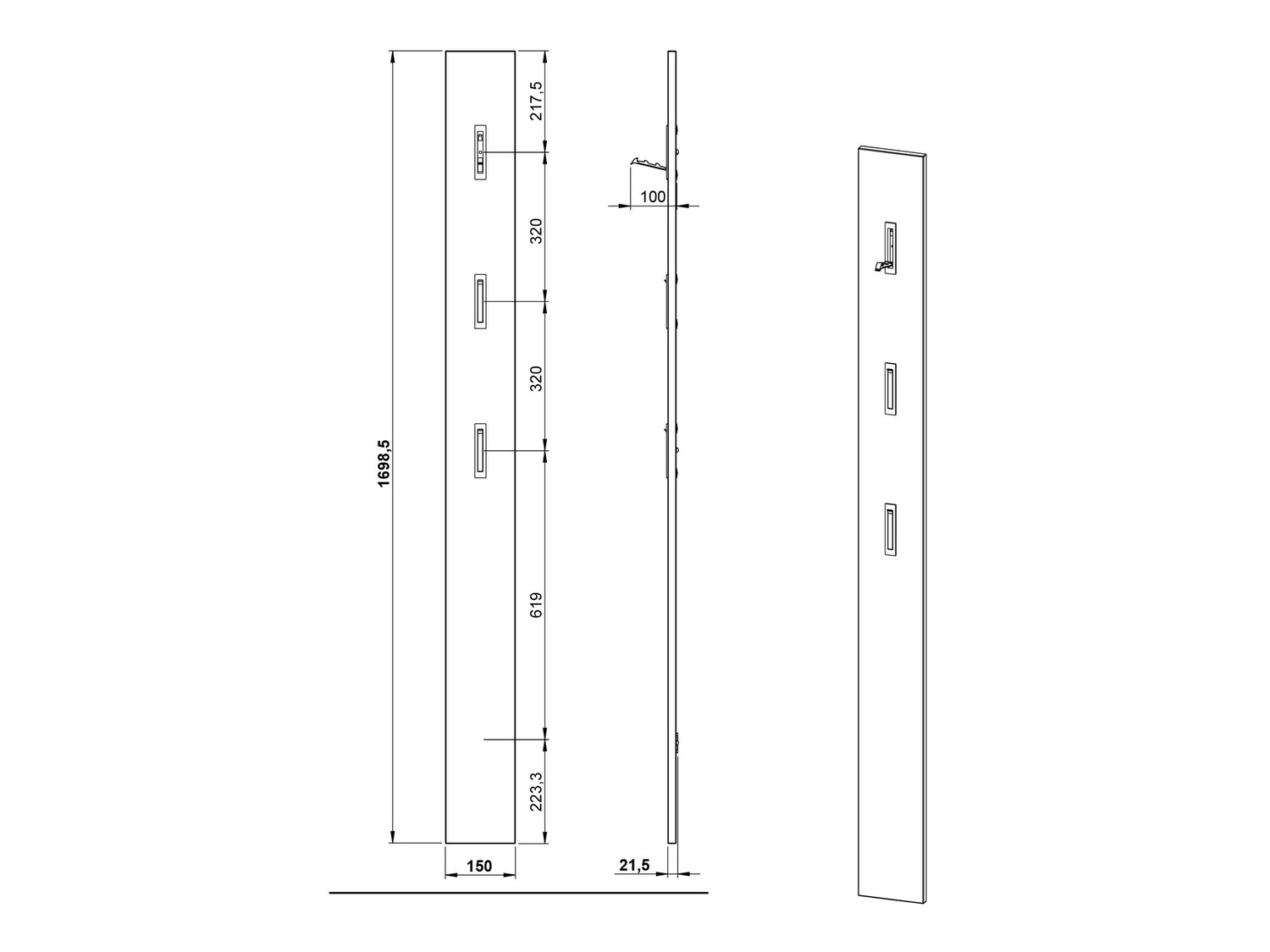 Set za hodnik Cirsale 104 (Grafit + Navarra hrast)