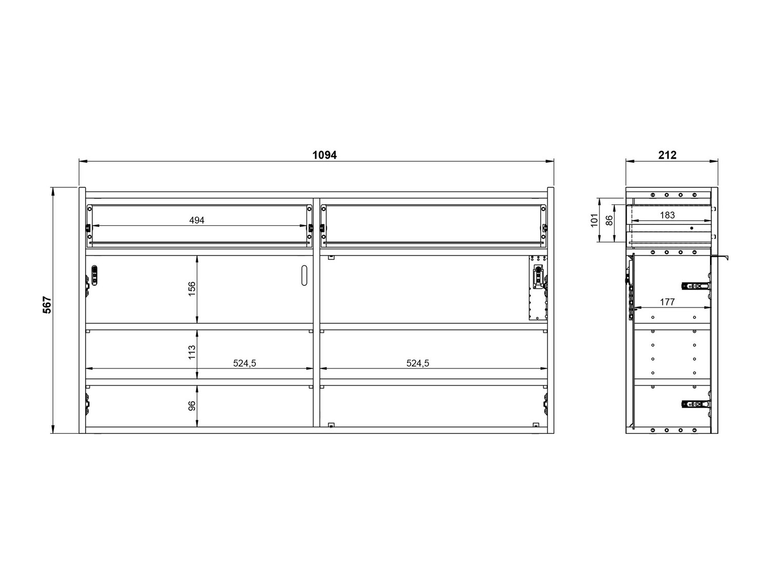 Set za hodnik Cirsale 106 (Grafit + Navarra hrast)