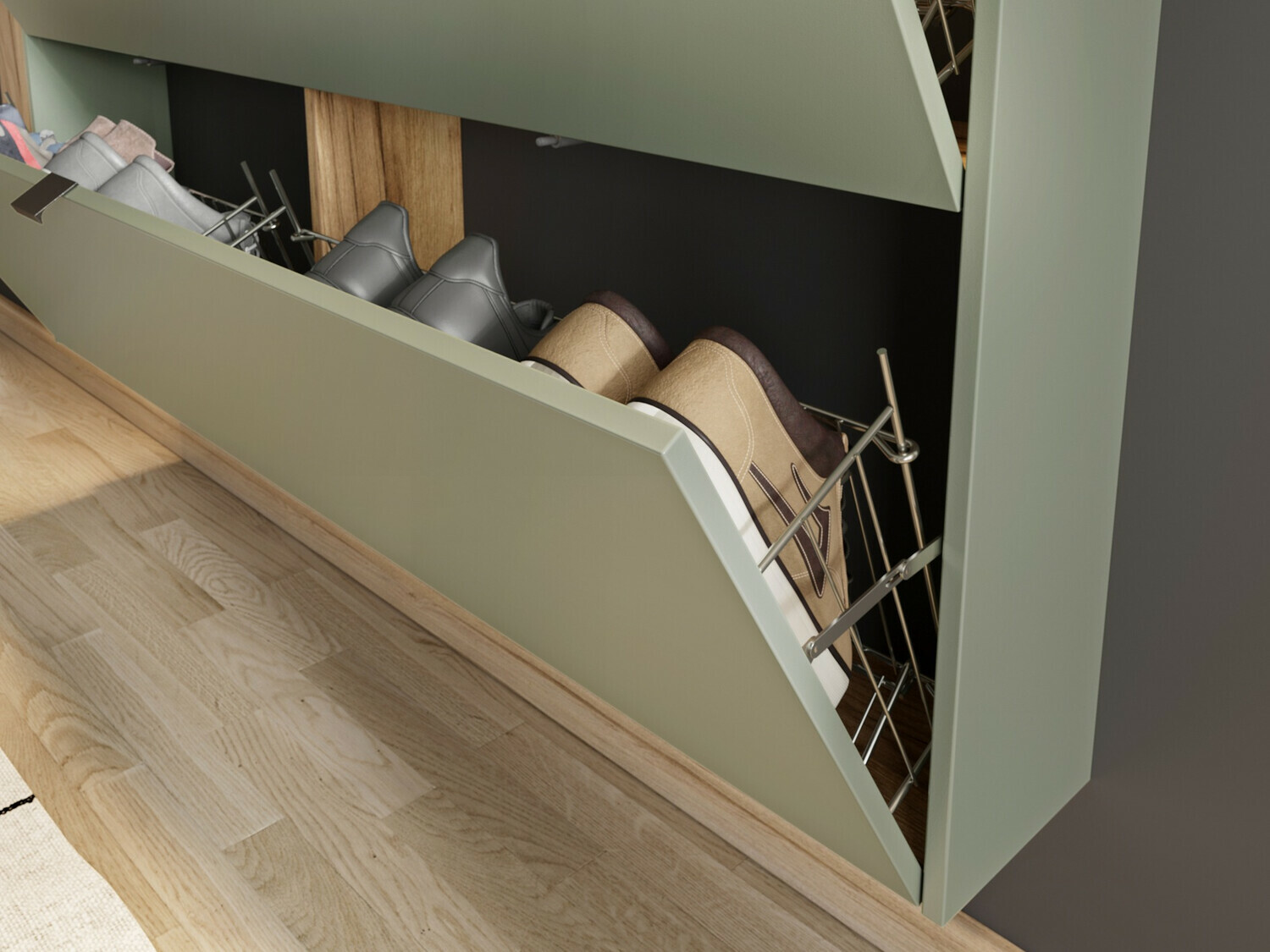 Set za hodnik Cirsale 109 (Zagasito zelena + Navarra hrast)