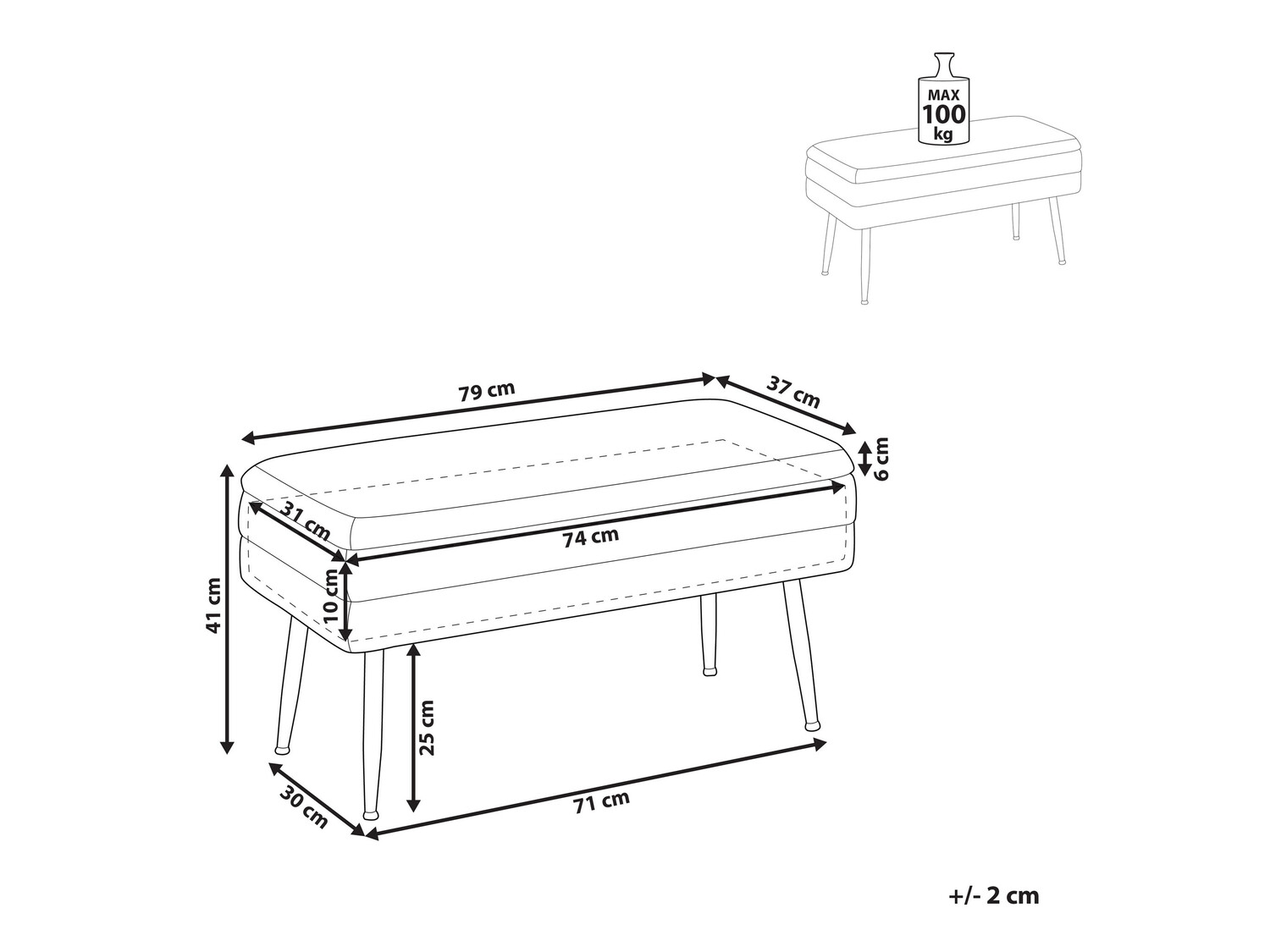 Tapecirana klupa Berwyn 863 (Siva)