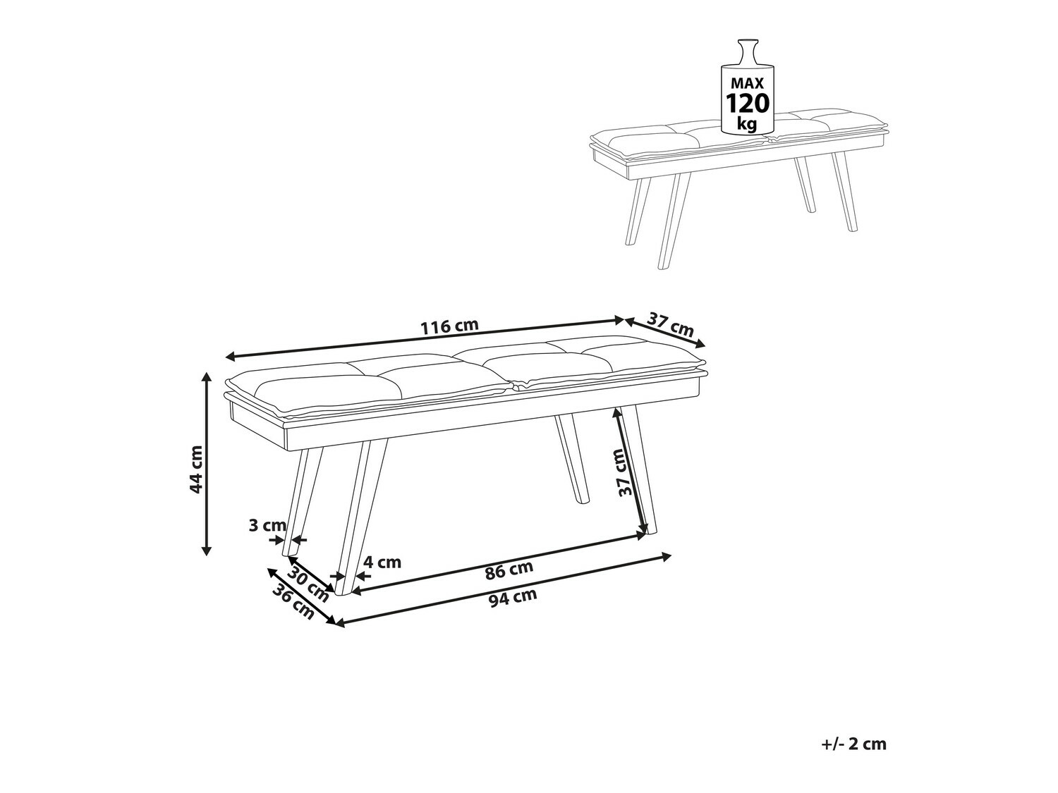 Tapecirana klupa Berwyn 866