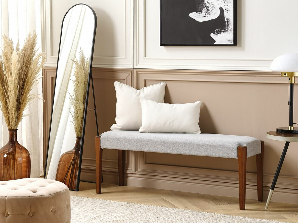 Tapecirana klupa Berwyn 867 (Siva + Tamno drvo)