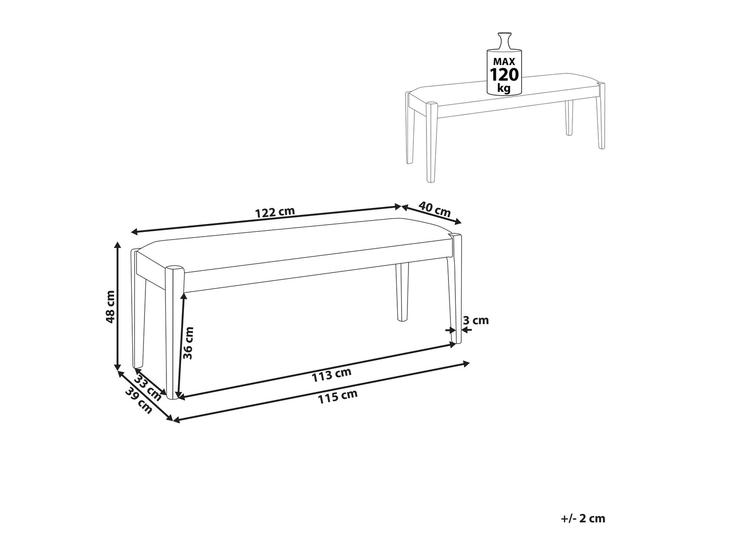 Tapecirana klupa Berwyn 867 (Siva + Tamno drvo)