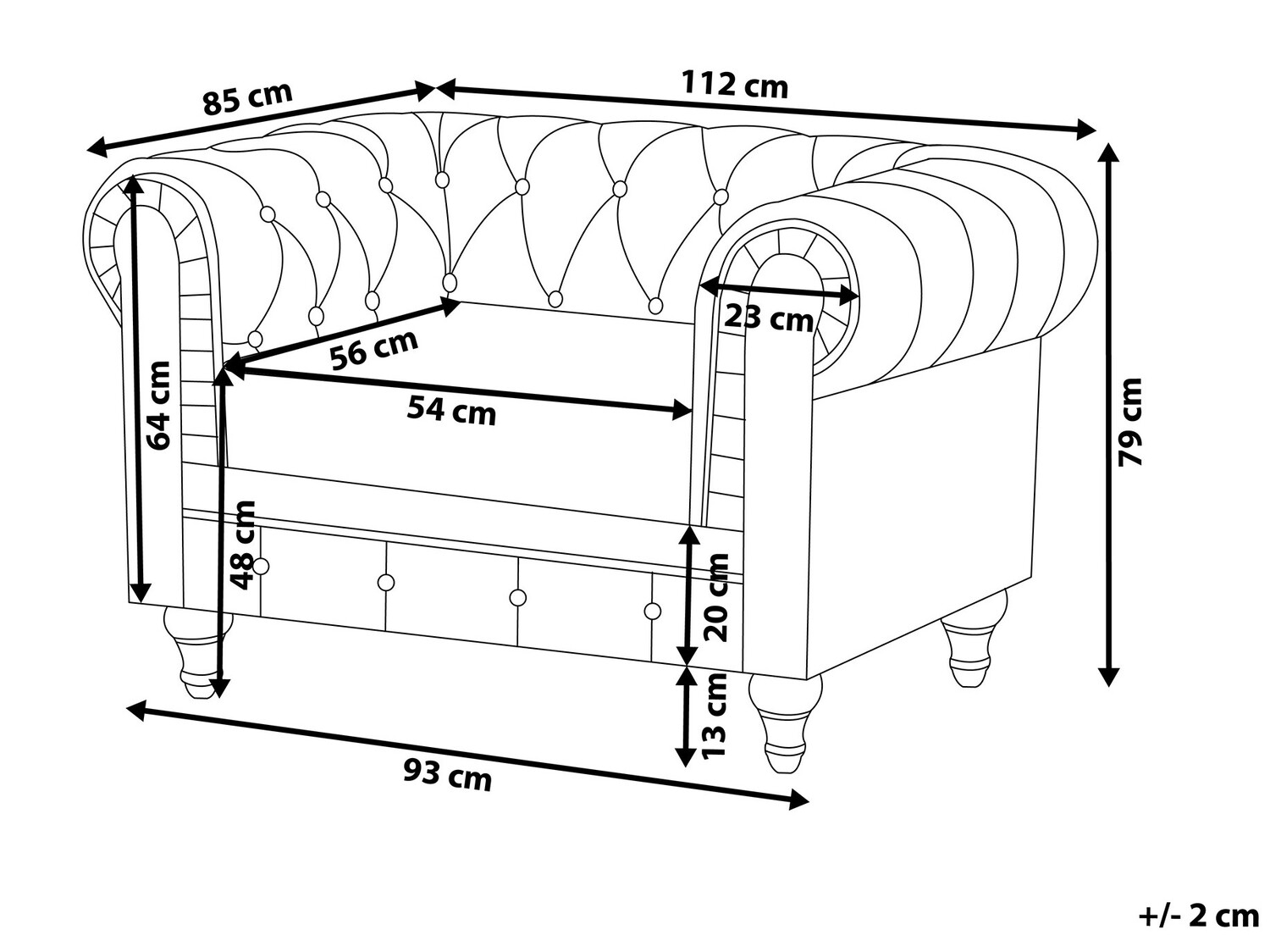 Chesterfield fotelja Cirdoro 107 (Siva)