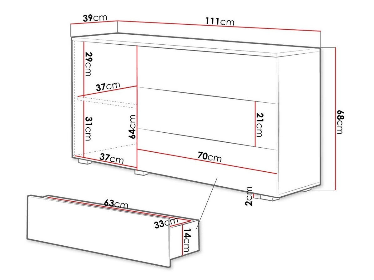 Komoda Sarasota 128 (Bijela + Sjajno bijela)