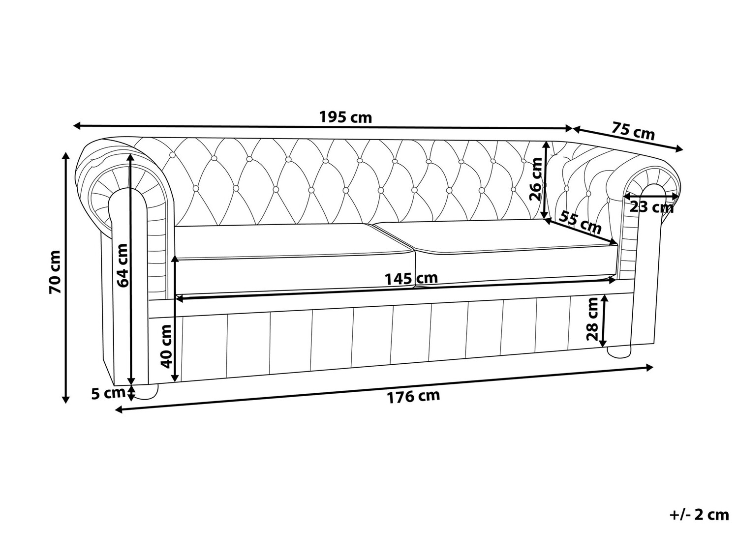 Chesterfield kauč Cirdoro 108