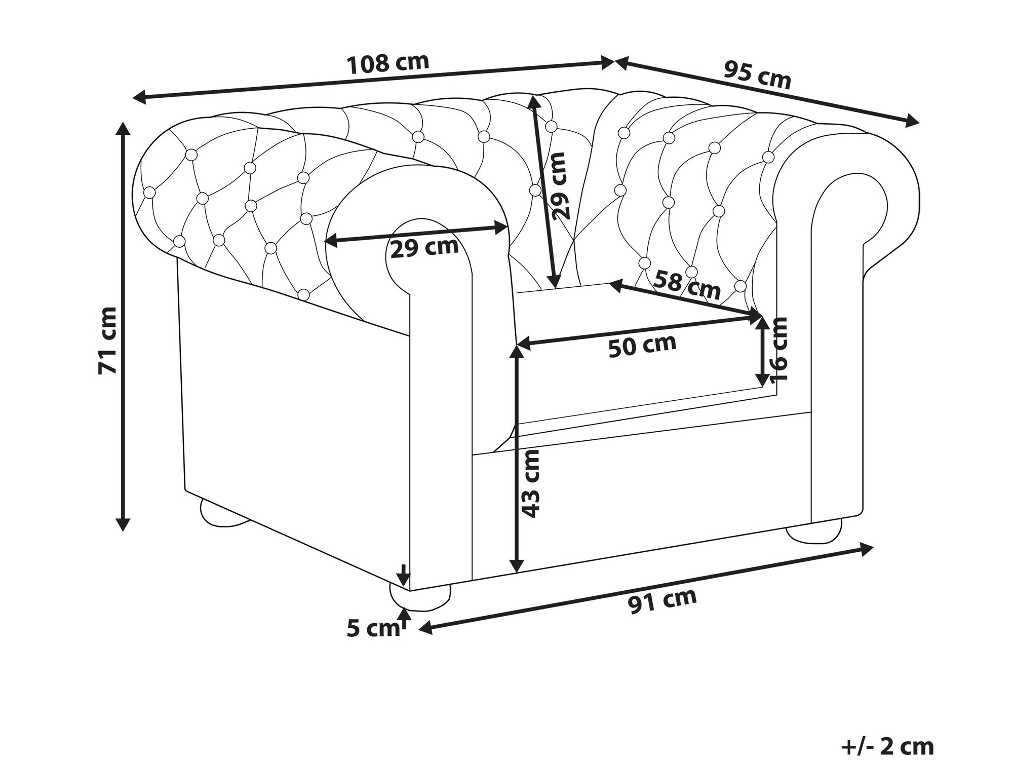 Chesterfield fotelja Cirdoro 116