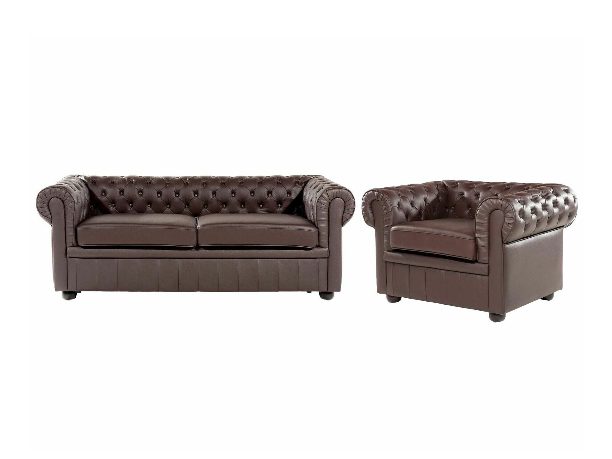 Chesterfield set tapeciranog namještaja Cirdoro 112 (Tamno smeđa)