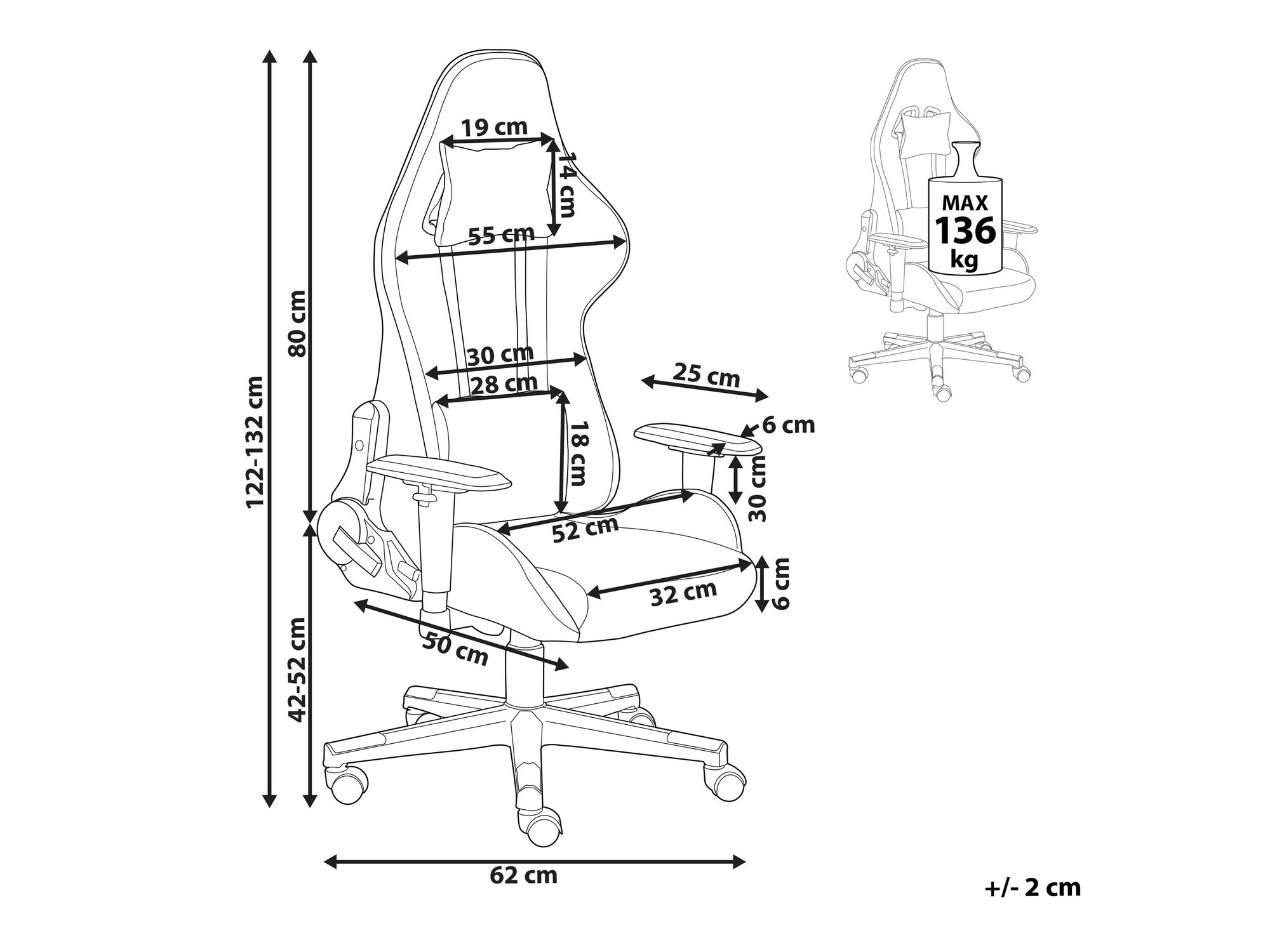 Gaming stolica Berwyn 936 (Tamno siva)