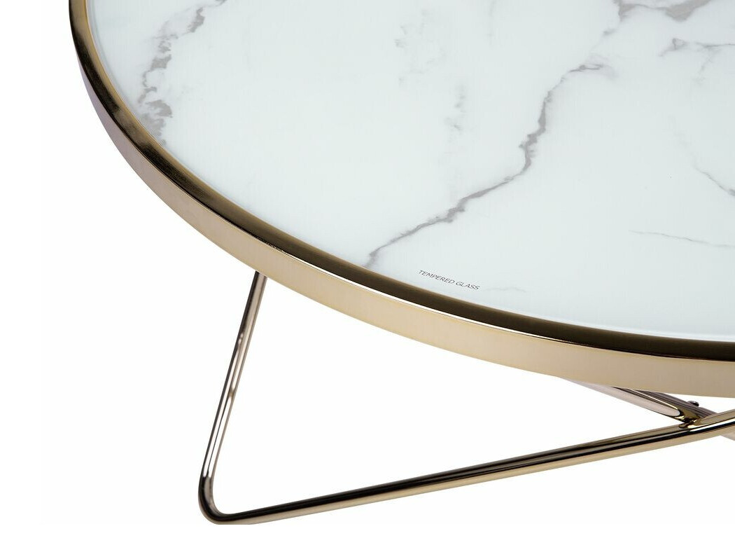 Stolić za kavu Berwyn 982 (Bijeli mramor + Zlatna)