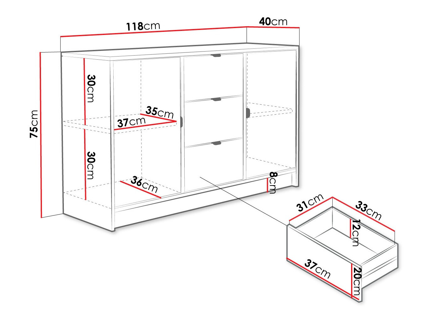 Komoda Comfivo Larmire 101 (Bijela)