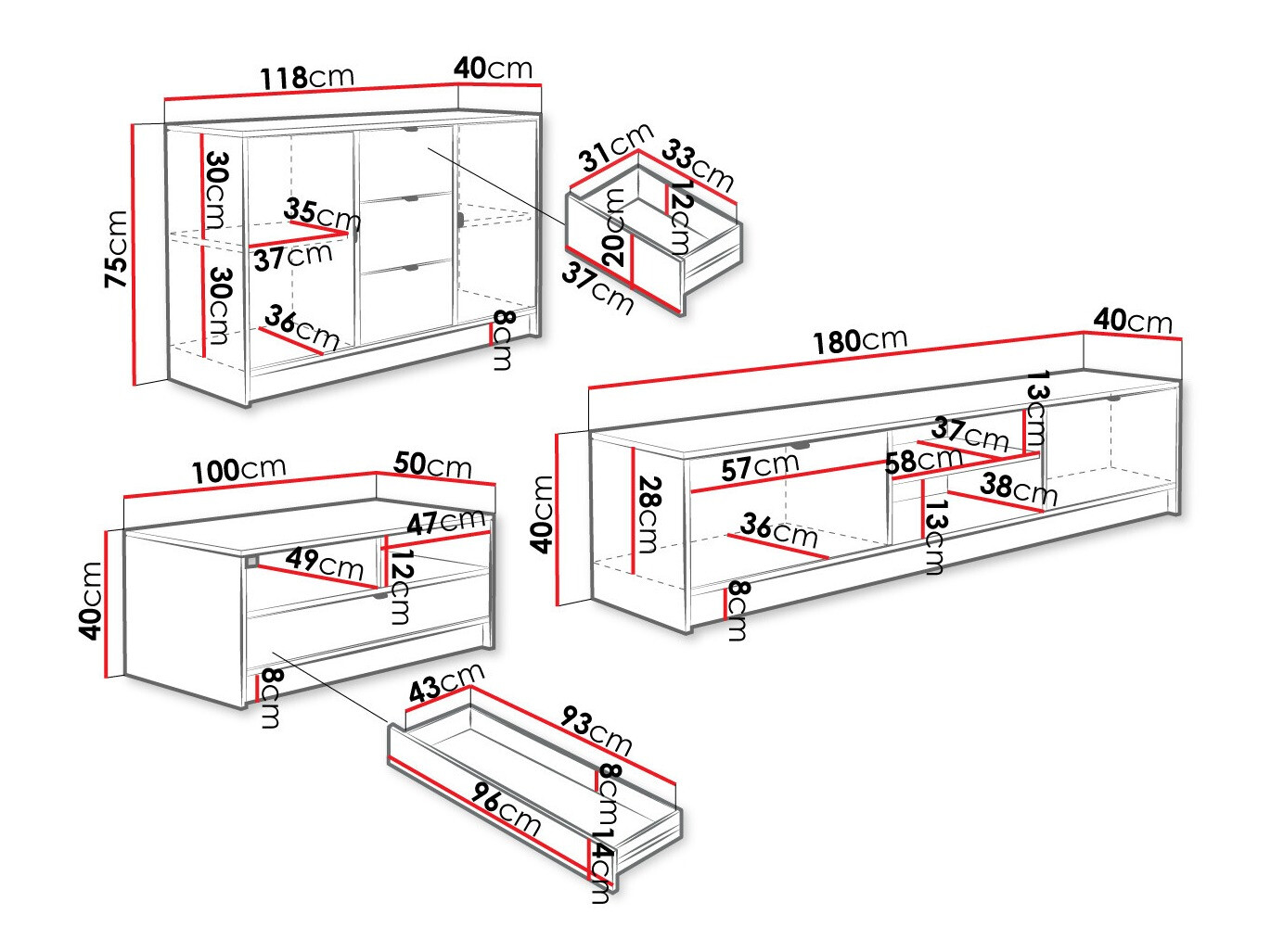 Dnevni boravak Comfivo Larmire 107 (Crna)