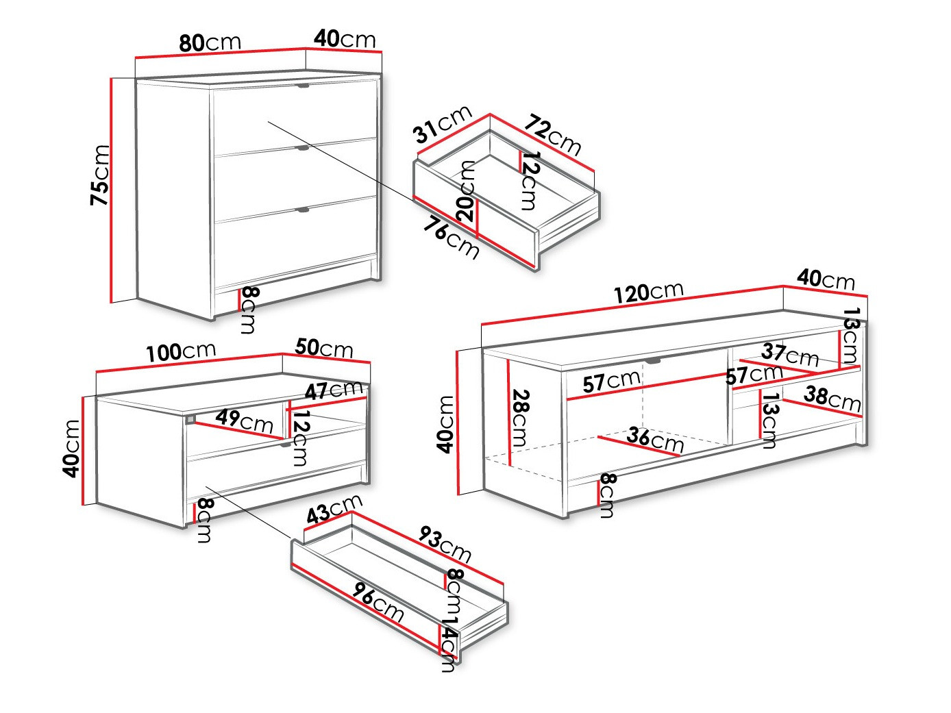 Set za dnevni boravak Comfivo Larmire 108 (Bijela)