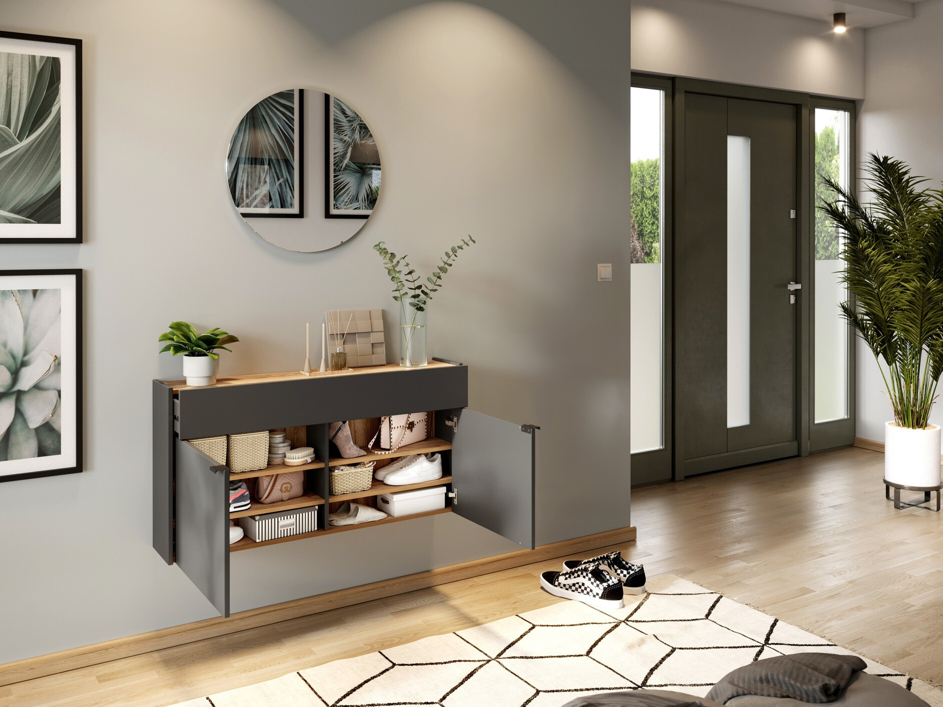 Set za hodnik Cirsale 106 (Grafit + Navarra hrast)