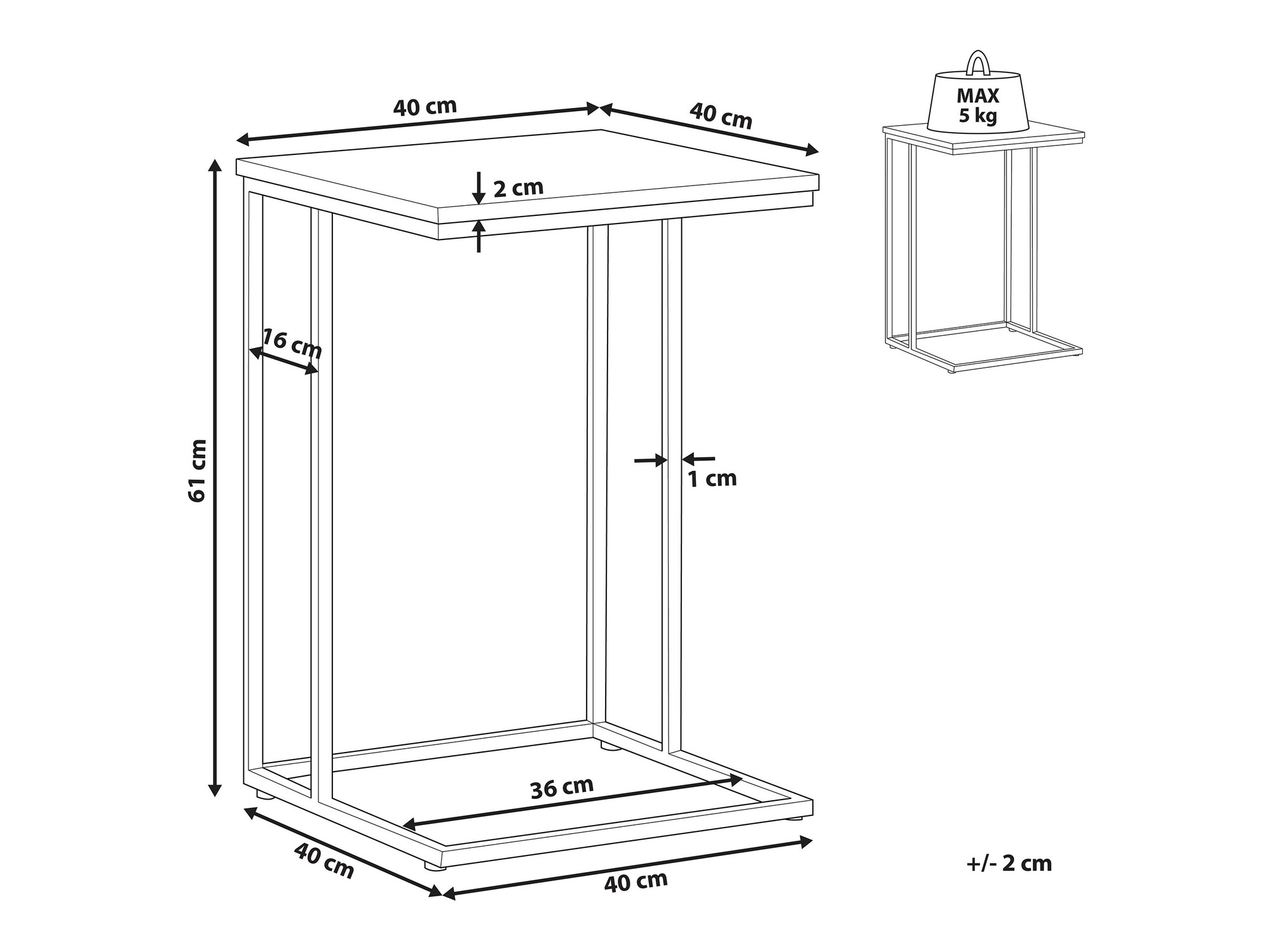 Pomoćni stol Berwyn 1077 (Taupe + Crna)