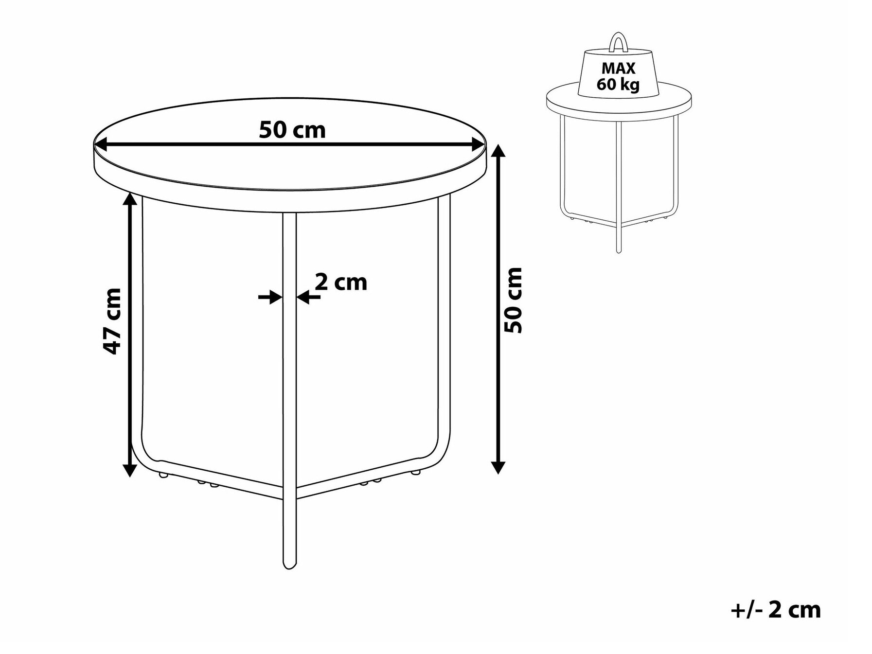 Pomoćni stolić Berwyn 783 (Svijetlo drvo + Crna)
