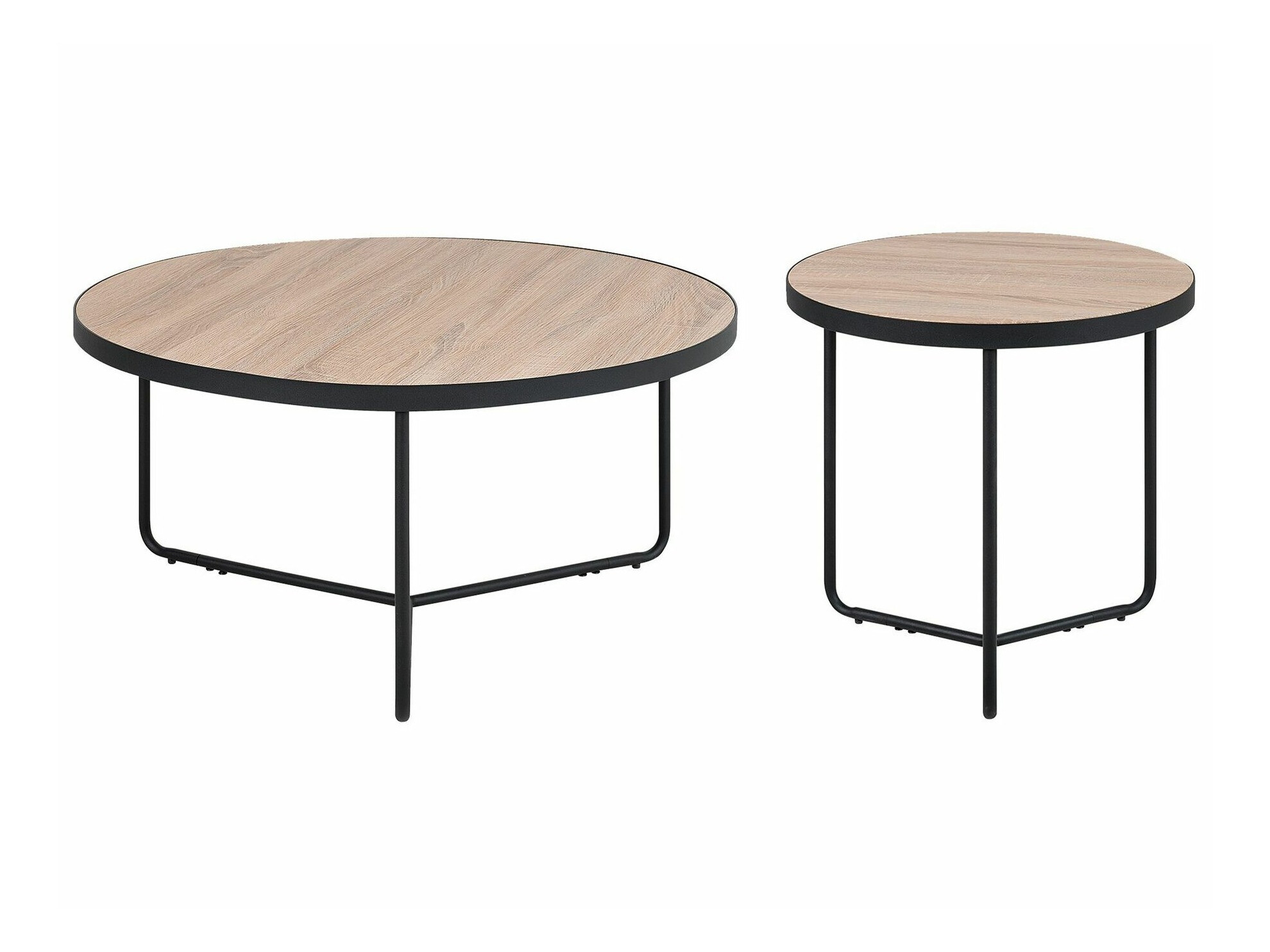 Set stolića za kavu Berwyn 789 (Svijetlo drvo + Crna)