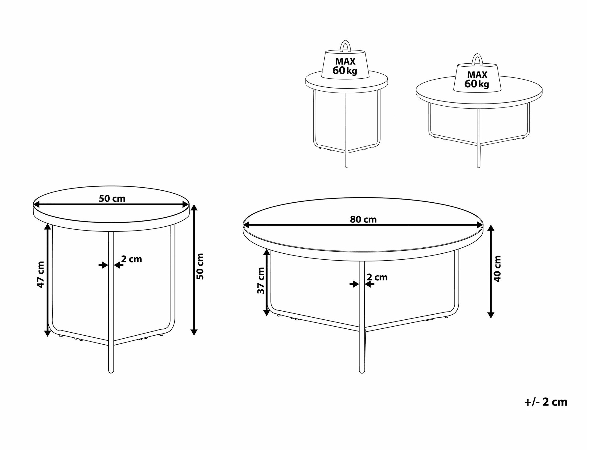 Set stolića za kavu Berwyn 789 (Svijetlo drvo + Crna)