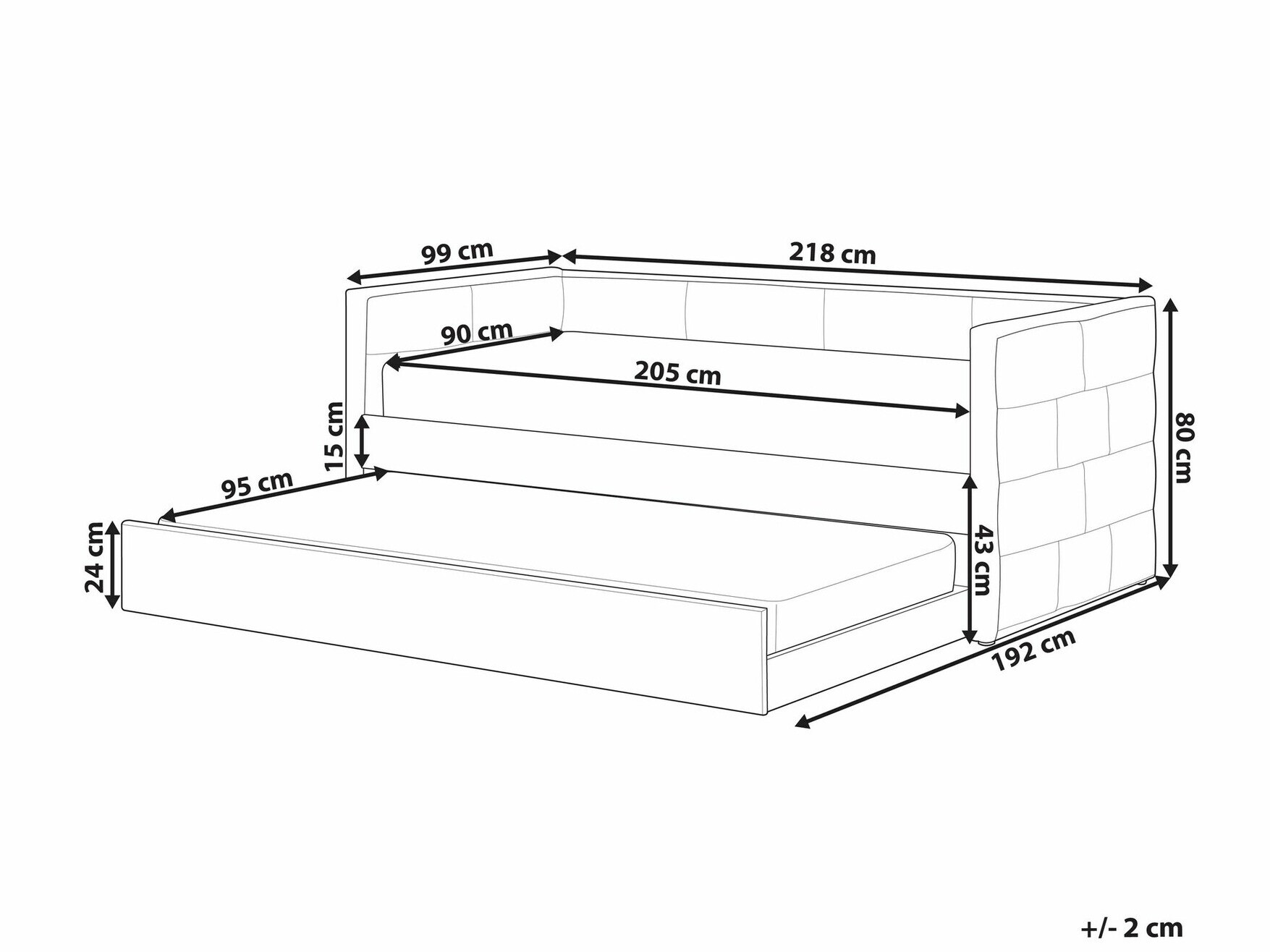 Krevet Berwyn 1271 (Svijetlo siva)