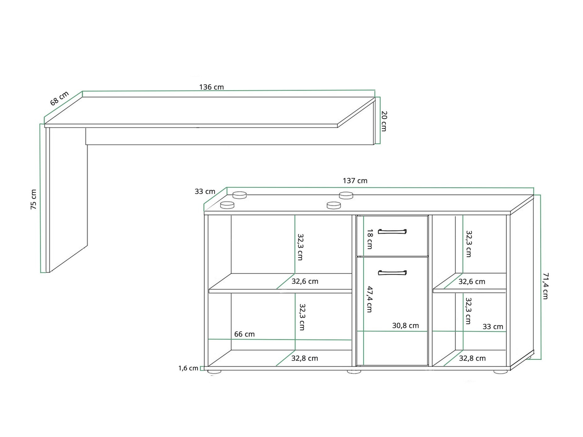 Kutni uredski stol Gilroy 113 (Bijela + Sjajno crna)