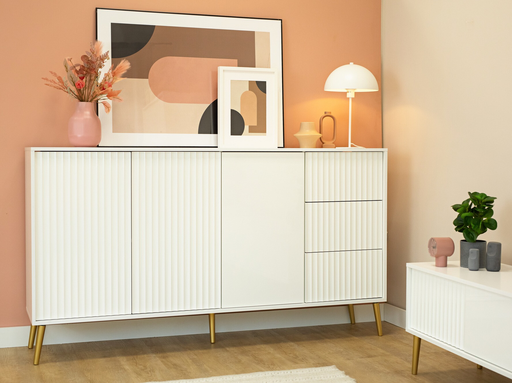 Komoda Cirferi 102 (Bijela + Zlatna)