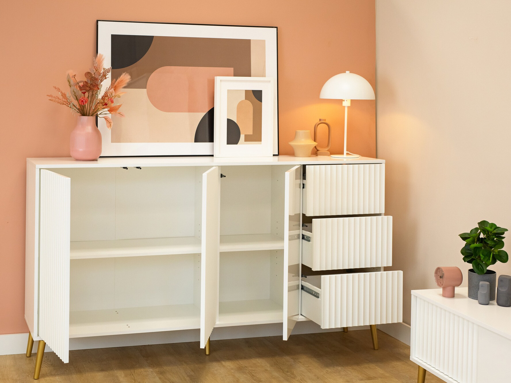 Komoda Cirferi 102 (Bijela + Zlatna)