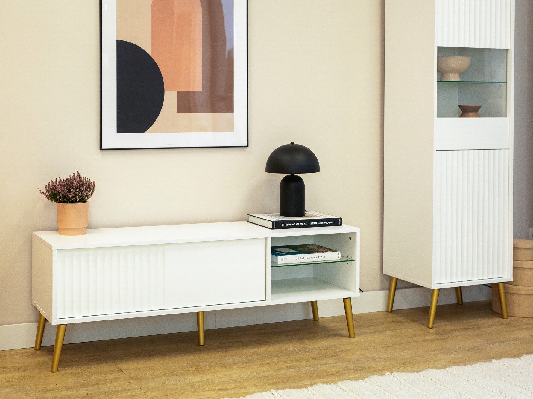 TV stol Cirferi 104 (Bijela + Zlatna)