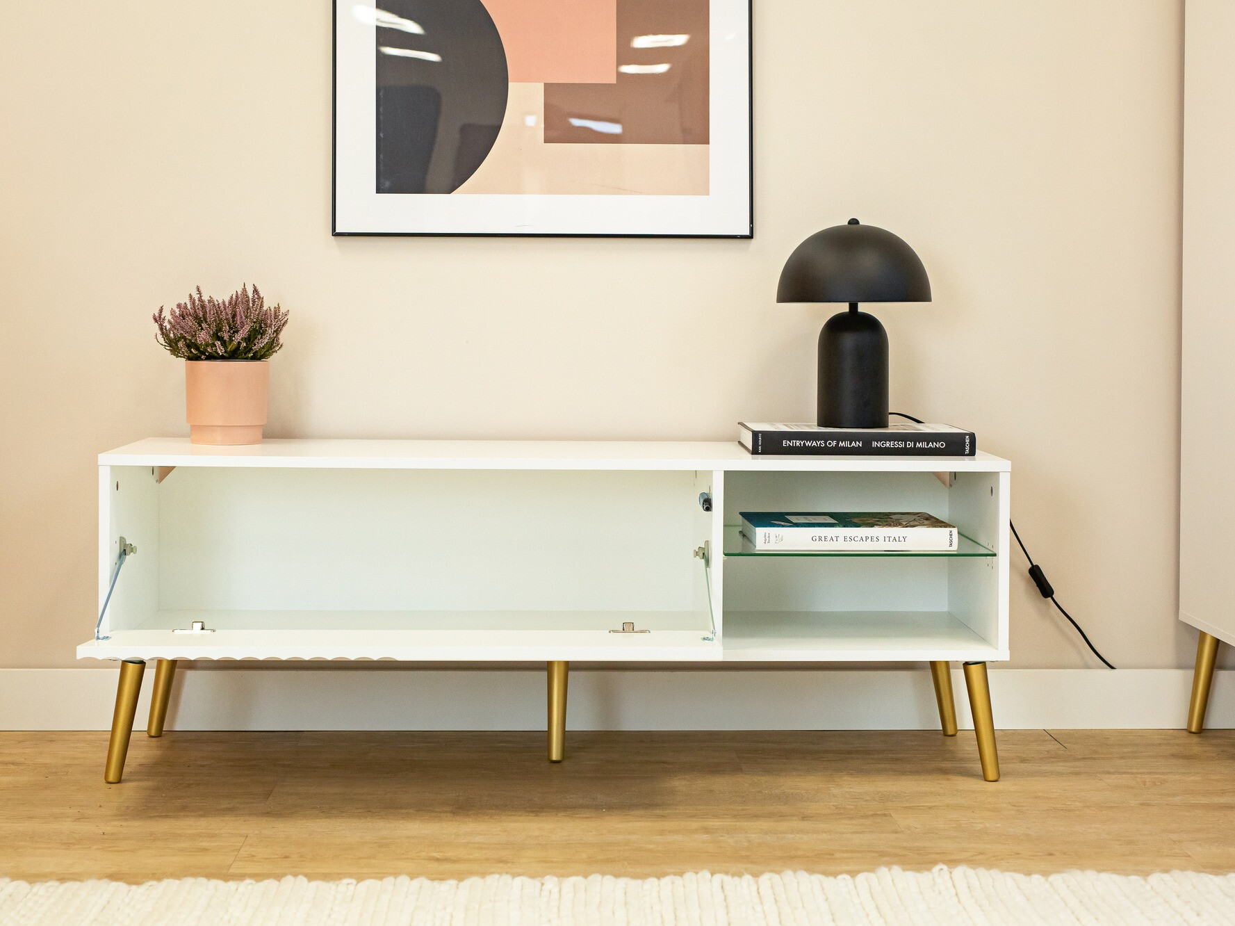 TV stol Cirferi 104 (Bijela + Zlatna)