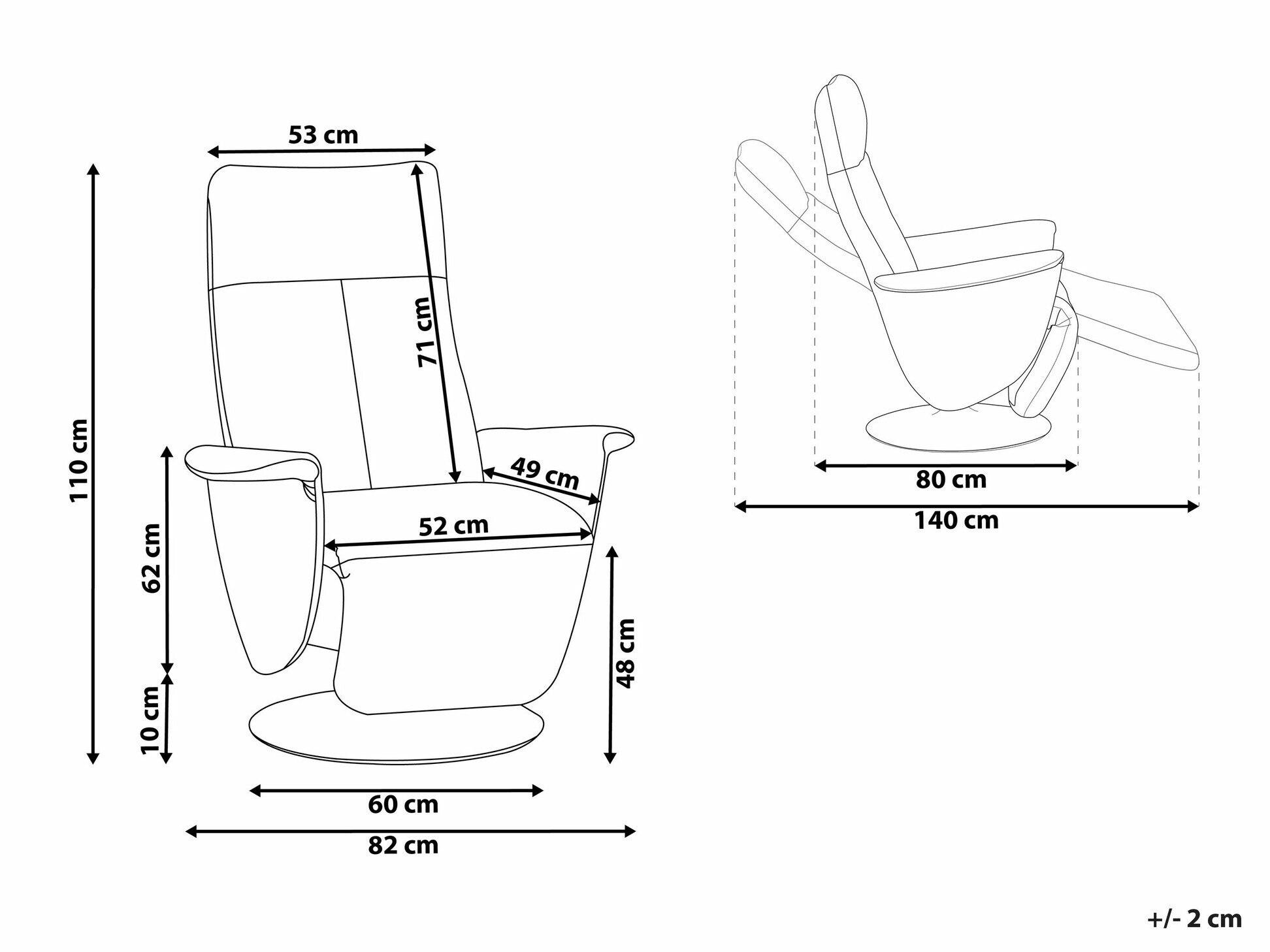 Podesiva fotelja Berwyn 1313 (Bijela)
