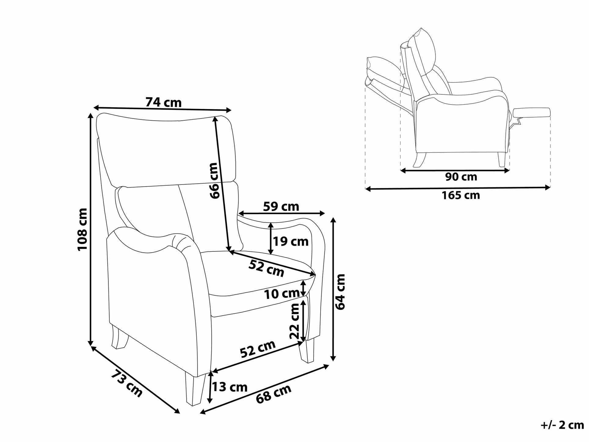 Podesiva fotelja Berwyn 1329 (Crna + Tamno smeđa)