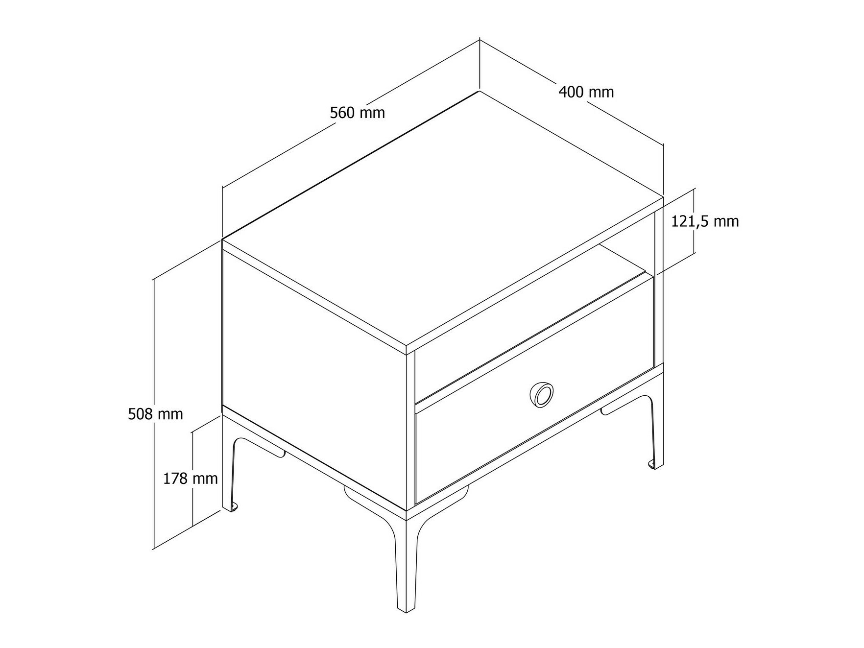 Noćni ormarić Kailua 1516 (Orah + Bijeli mramor)
