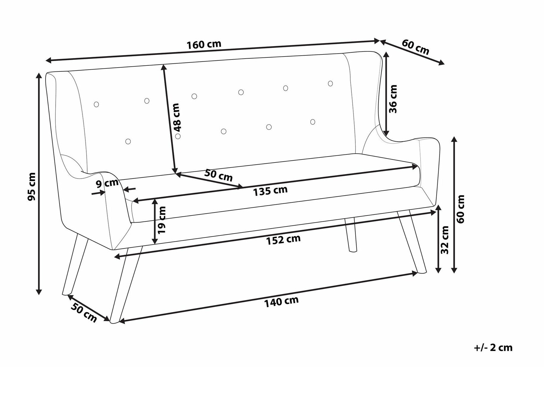 Kauč Berwyn 1416 (Crna)