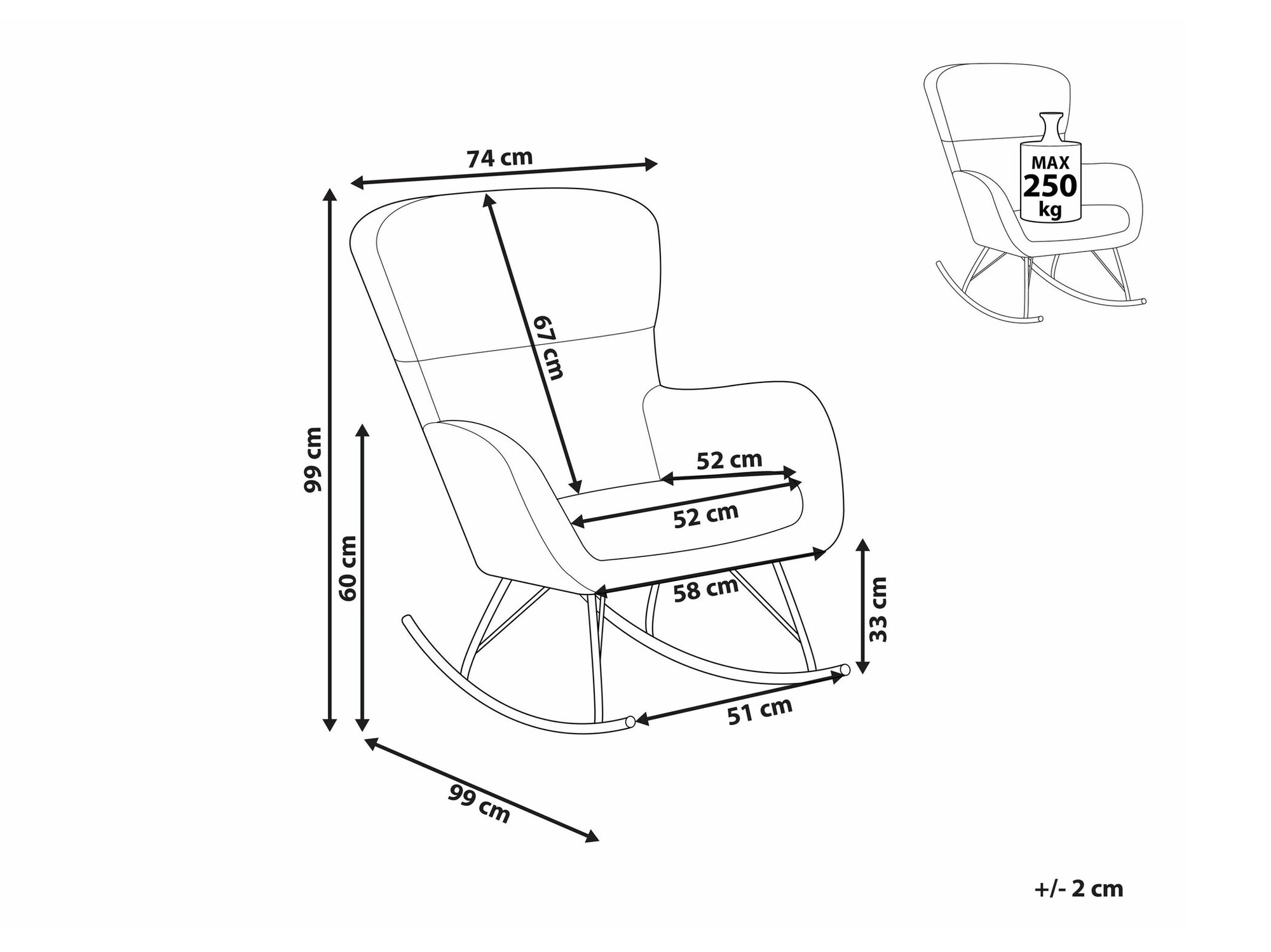 Stolica za ljuljanje Berwyn 1434 (Bijela + Zlatna)