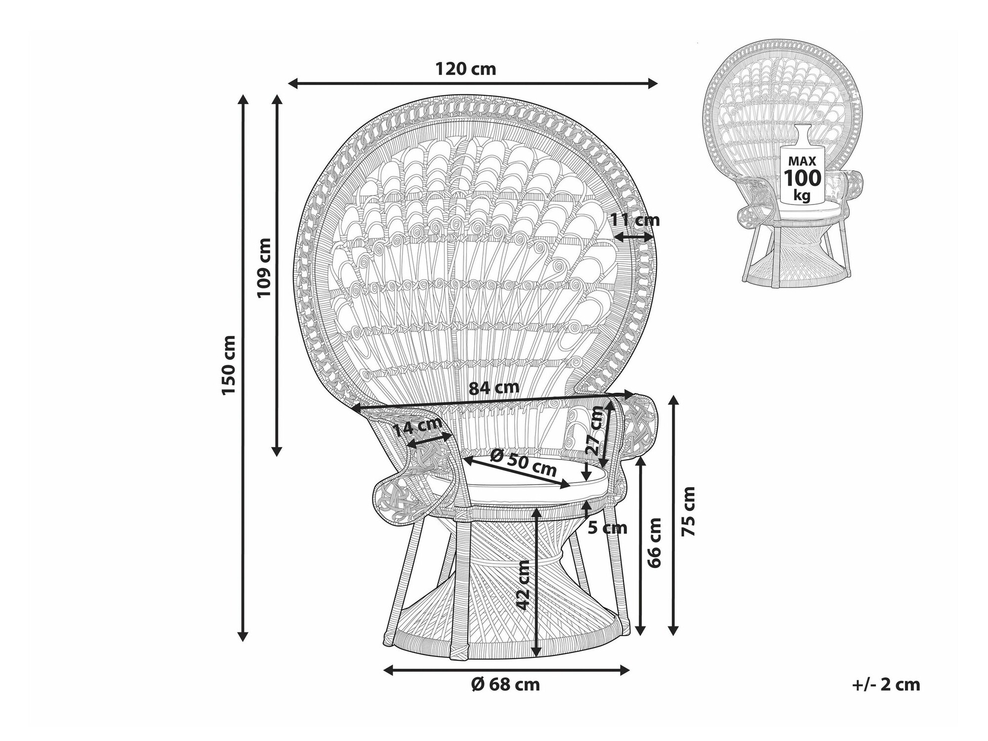 Vrtna fotelja Berwyn 1429 (Svijetlo smeđa)