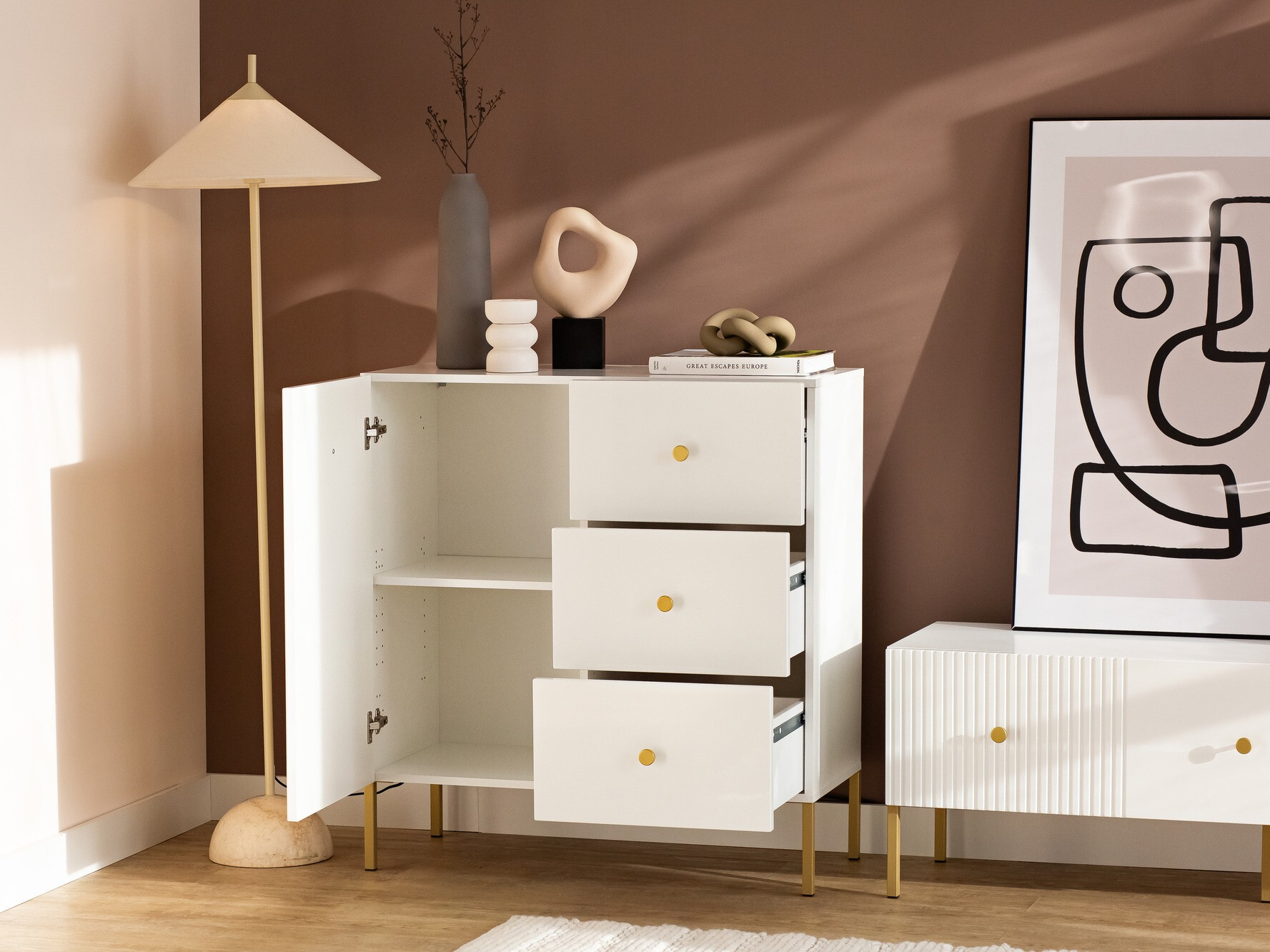Komoda Etliva 100 (Bijela + Zlatna)