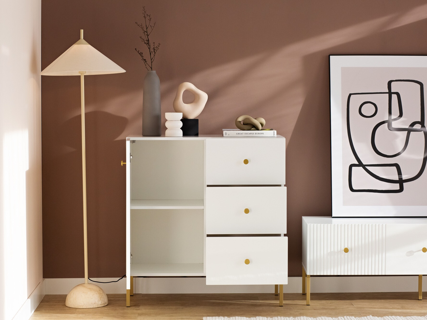 Komoda Etliva 100 (Bijela + Zlatna)